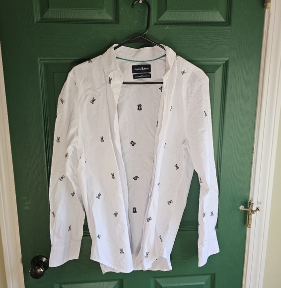 Psycho Bunny Seneca Oxford All Over Embroidered Long Sleeve Shirt - Picture 3 of 15